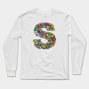 Alphabet Monster Doodle Letter S Monogram Long Sleeve T-Shirt